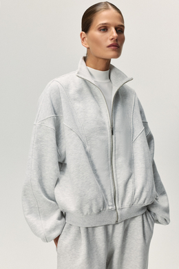 Олимпийка с рельефными швами утеплённая Светло-серый меланж