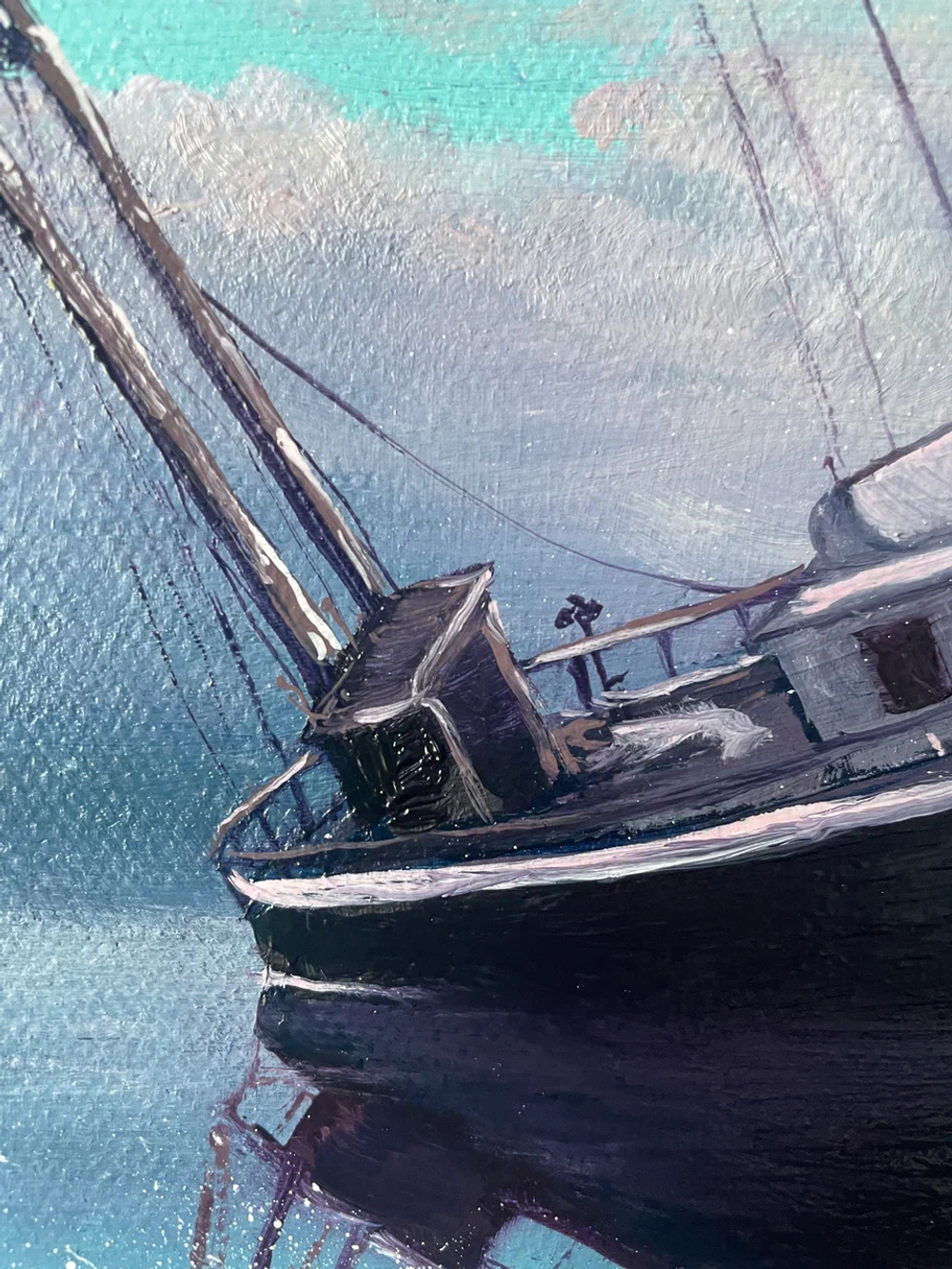 Картина маслом на холсте "Звёздный причал" 80х60 см. Деревянный подрамник. Художник Наталия Осадчук