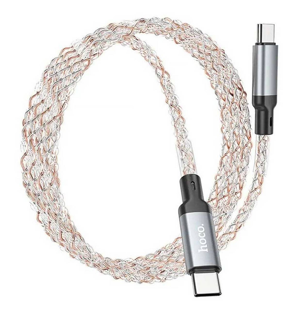 Кабель TypeC x TypeC -1 метр. Hoco U112 (3А/60W) светящийся