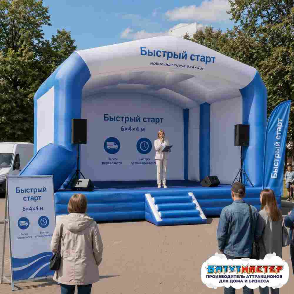 Надувная сцена для мероприятий «Быстрый старт», 6×4×4 м