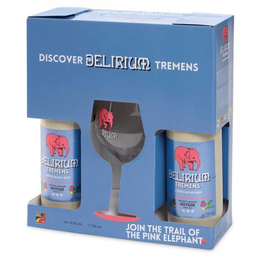 Пивной Подарочный Набор Хейге Делириум Тременс / Huyghe Delirium Tremens - 2*0.75+Бокал