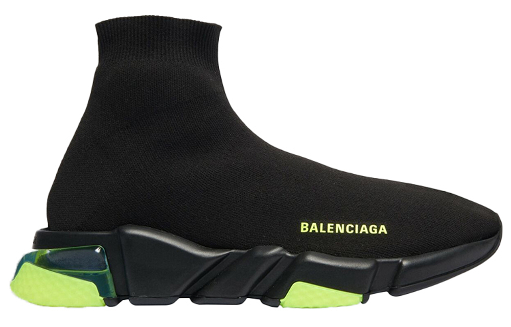 Balenciaga Balenciaga Speed Clear Sole Fabric Round Headgear wear high-top life Casual shoes men's black and green