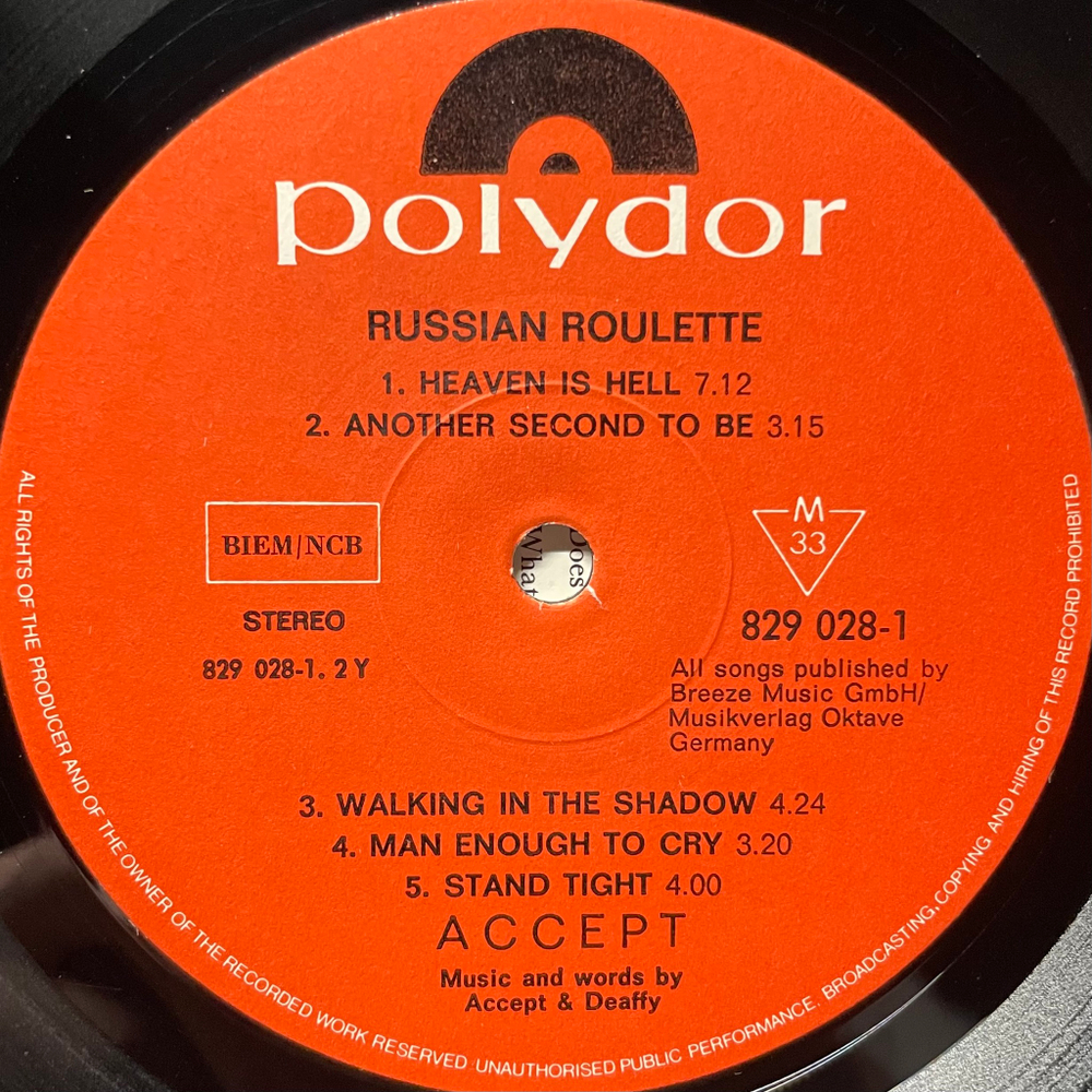 Accept ‎– Russian Roulette (Скандинавия 1986г.)