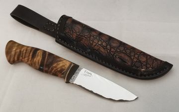 Нож разделочный EWRA стаб. береза, ножны крокодил