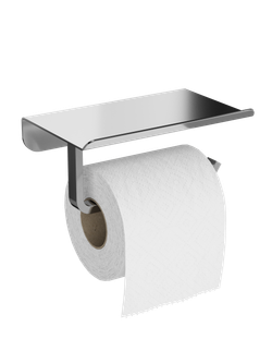 Держатель для туалетной бумаги STWORKI Киркенес S45345CR настенный, глянцевый хром, с полкой