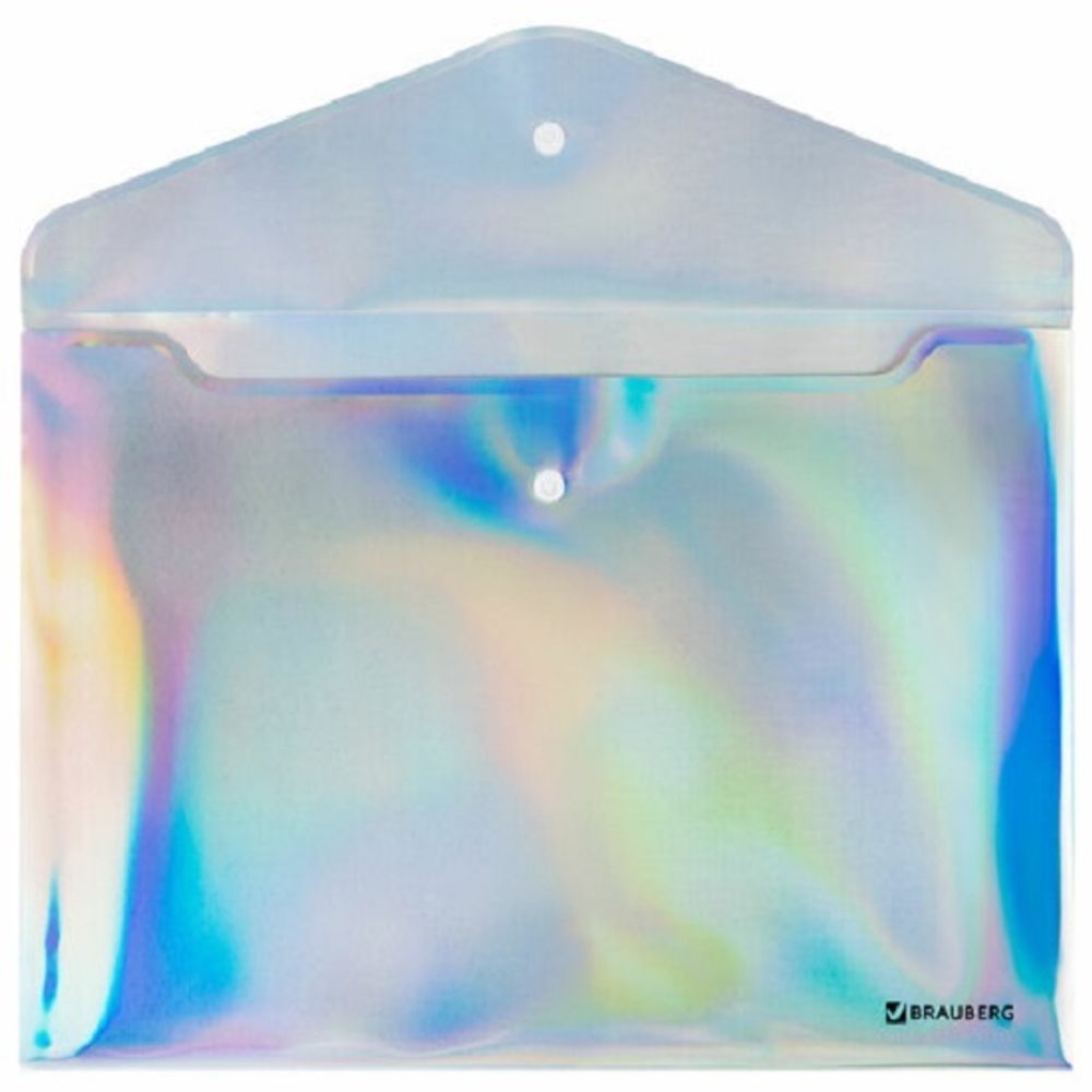 Папка-конверт на кнопке А4 Brauberg Ultra 200 мкм, голография