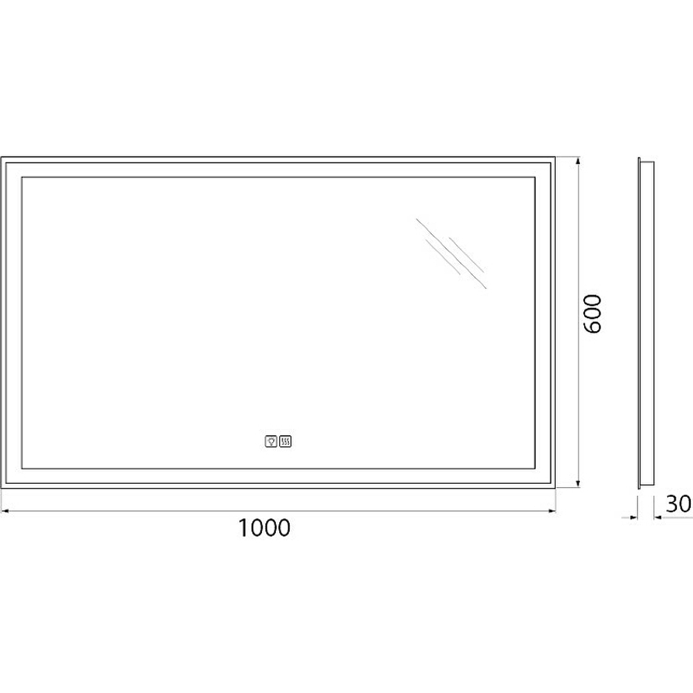 Зеркало BelBagno 100 SPC-GRT-1000-600-LED-TCH-WARM с подсветкой с подогревом с сенсорным выключателем