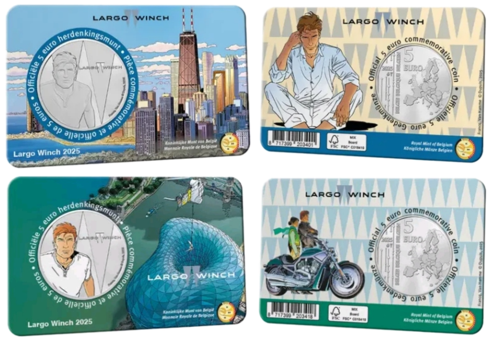 Бельгия 5 евро, 2025 Ларго Винч - 2 монеты UNC