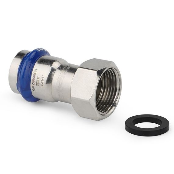 Муфта VARMEGA раструбная Inox Press с накидной гайкой 18x1/2 — (1)