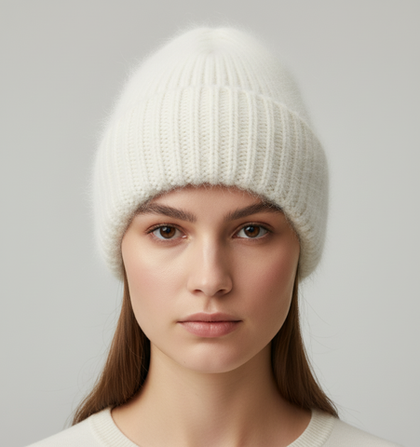 Шапочка из ангоры Biagioli Modesto белоснежная