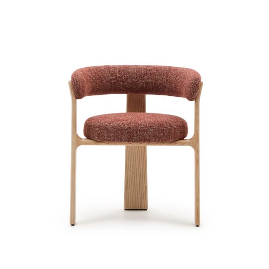 Granite Стул на 3 ножках из терракотового шенилла и массива ясеня в натуральной отделке Испания La Forma