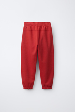 ZARA БРЮКИ-ДЖОГГЕРЫ С НАДПИСЬЮ, МЯГКИЙ КРАСНЫЙ