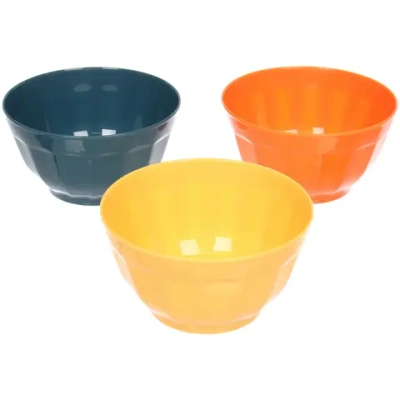 Салатник пластиковый «Тунис» 600мл в наборе 3шт 14*8см, цвета микс