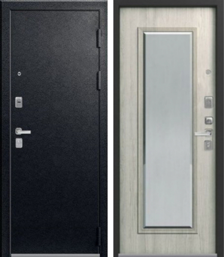 Стальная дверь LUX-1 Черный муар/ Софт Белый