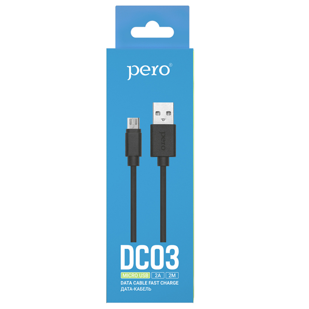 PERO DC-03 micro-USB, 2А, 1м, черный Дата-кабель