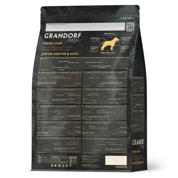 Уценка! Срок 06.07.26/ Сухой корм GRANDORF Fresh DOG JUNIOR Lamb&Sweet Potato для юниоров из свежего мяса ягненка с бататом