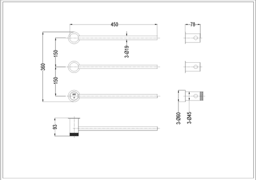 Полотенцесушитель электрический Boheme Stick 727-extra-NB дополнительный элемент, NICKEL BRUSH