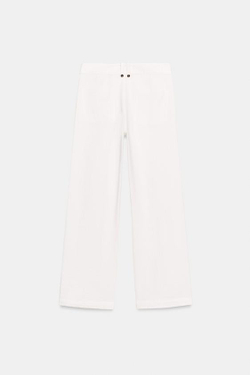 ZARA КЮЛОТЫ ИЗ ТКАНИ В СТИЛЕ РУСТИК, ЭКРЮ