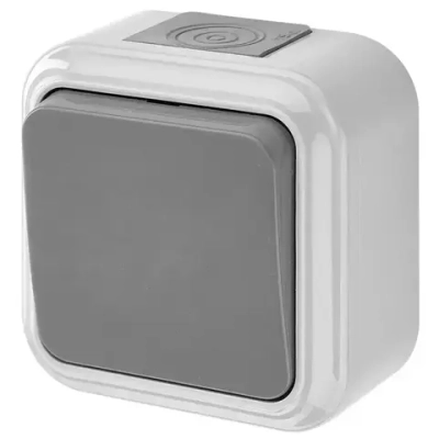 Выключатель 1-клавишный, накладной "ПРАЛЕСКА АКВА", серый