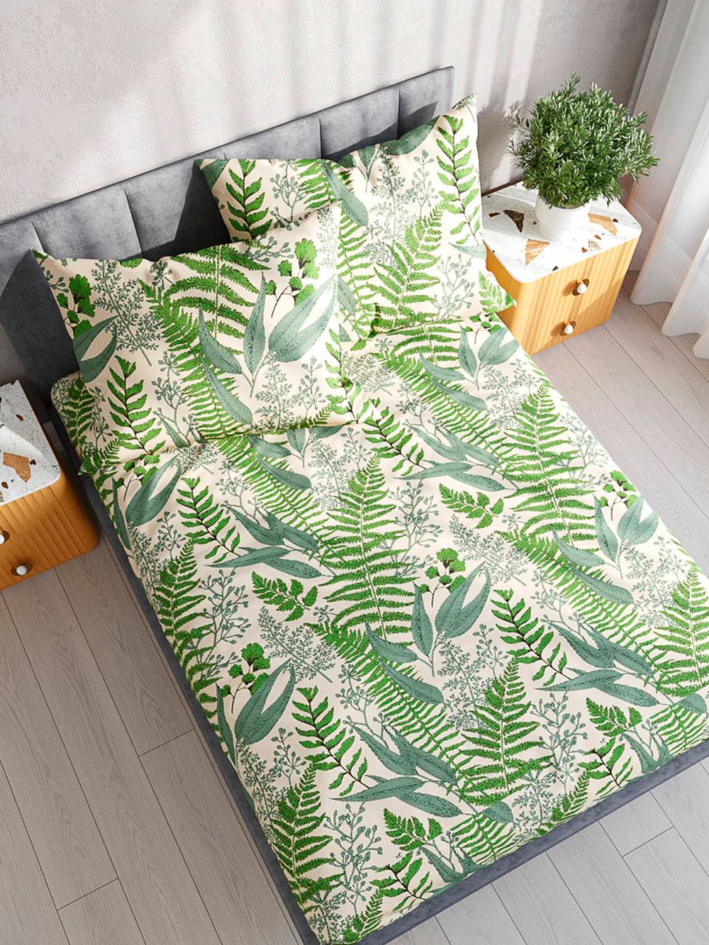 Постельное белье бязь Сказка "Yarrow" 2-спальное Наволочка 50х70 см 2 шт Простынь на резинке 160x200 см Пододеяльник 175x215 см