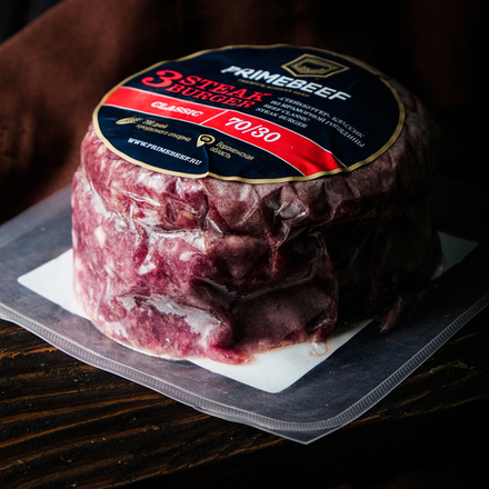 Котлета для бургера из говядины, "PRIMEBEEF", 390гр, (Россия)