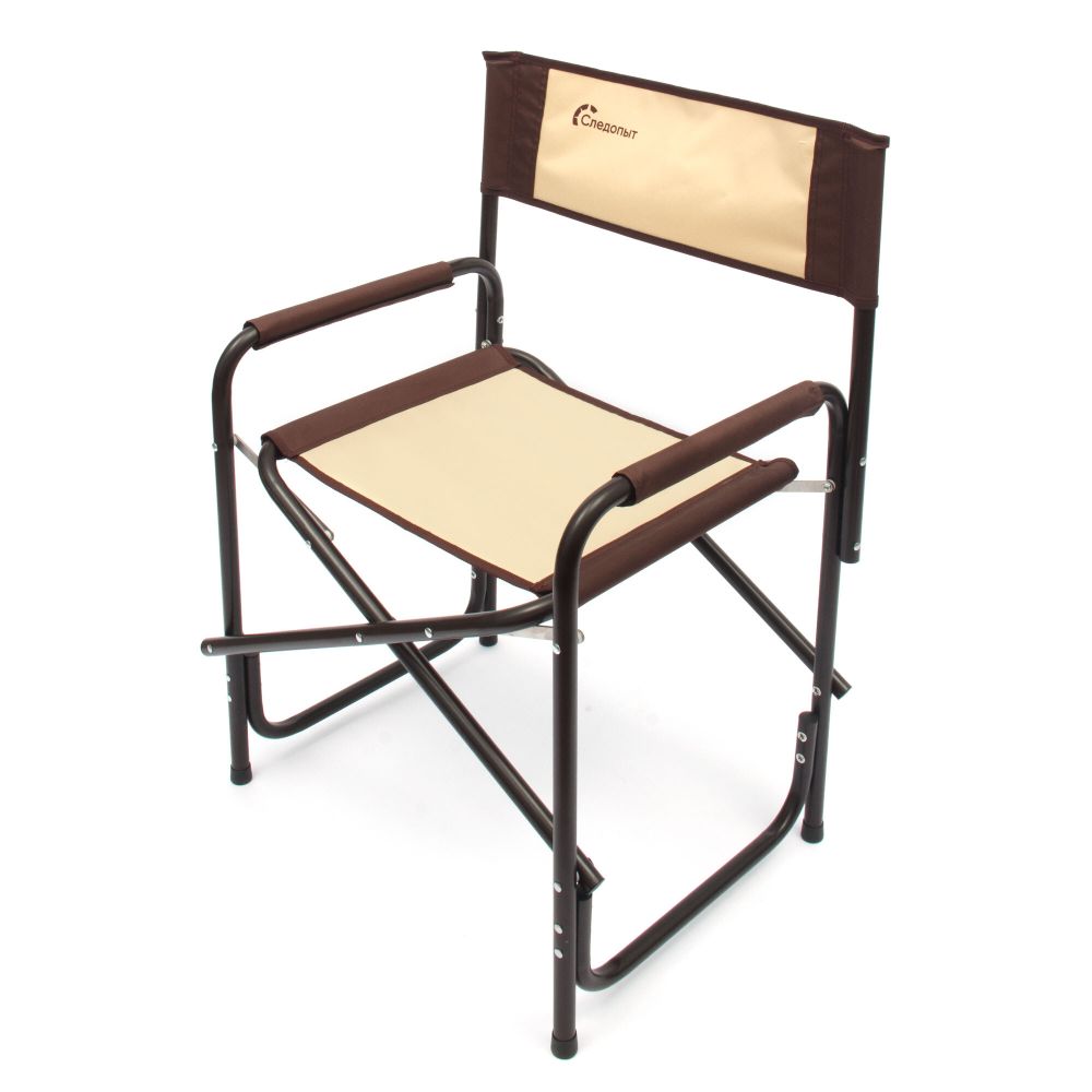 Кресло складное СЛЕДОПЫТ, 560х470х830 мм, сталь 22 мм, бежевый/коричневый