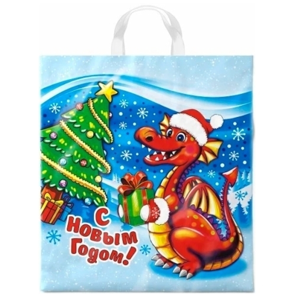 Пакет ПЭ с петлевой ручкой 38х42+6 (40) Интерпак НГ ПНД (Зубастик) Россия