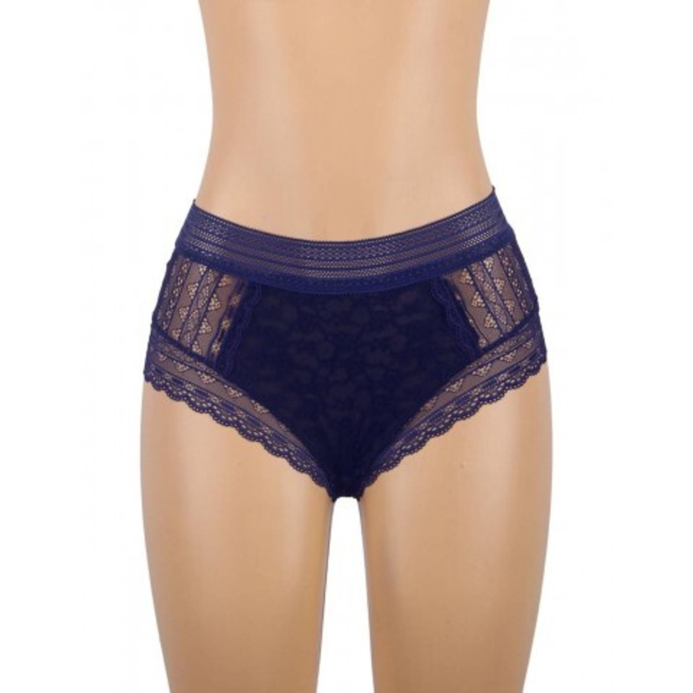 Трусики бразилиана Floral Lace, синие, M-L