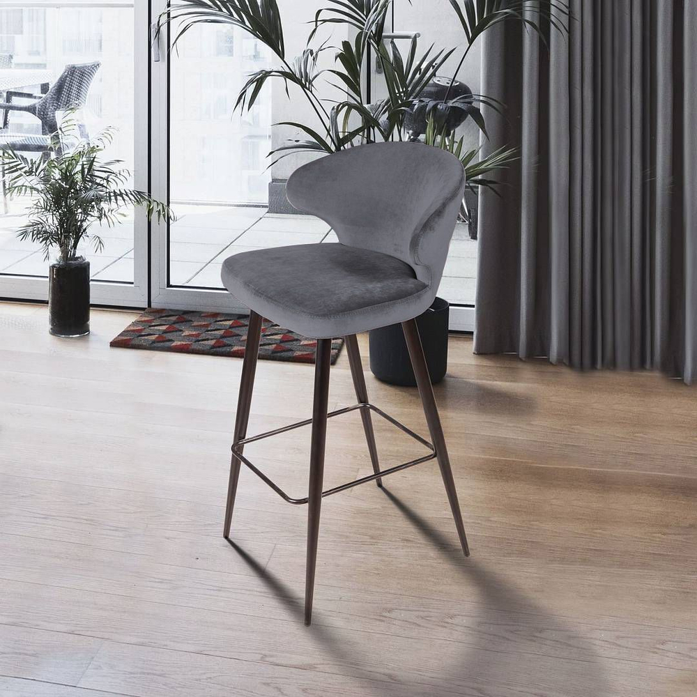 Стул барный Richard, бархат серый 27