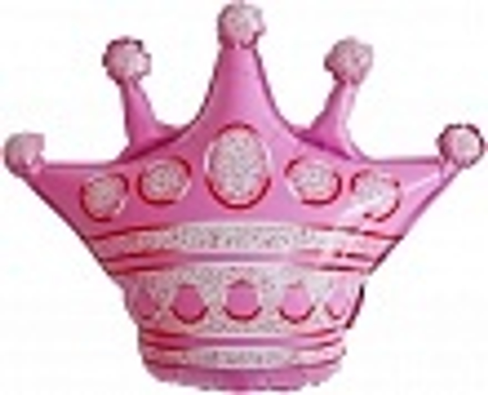 Шар с клапаном (12""/30 см) Мини-фигура, Корона, Розовый, 1 шт. Д61