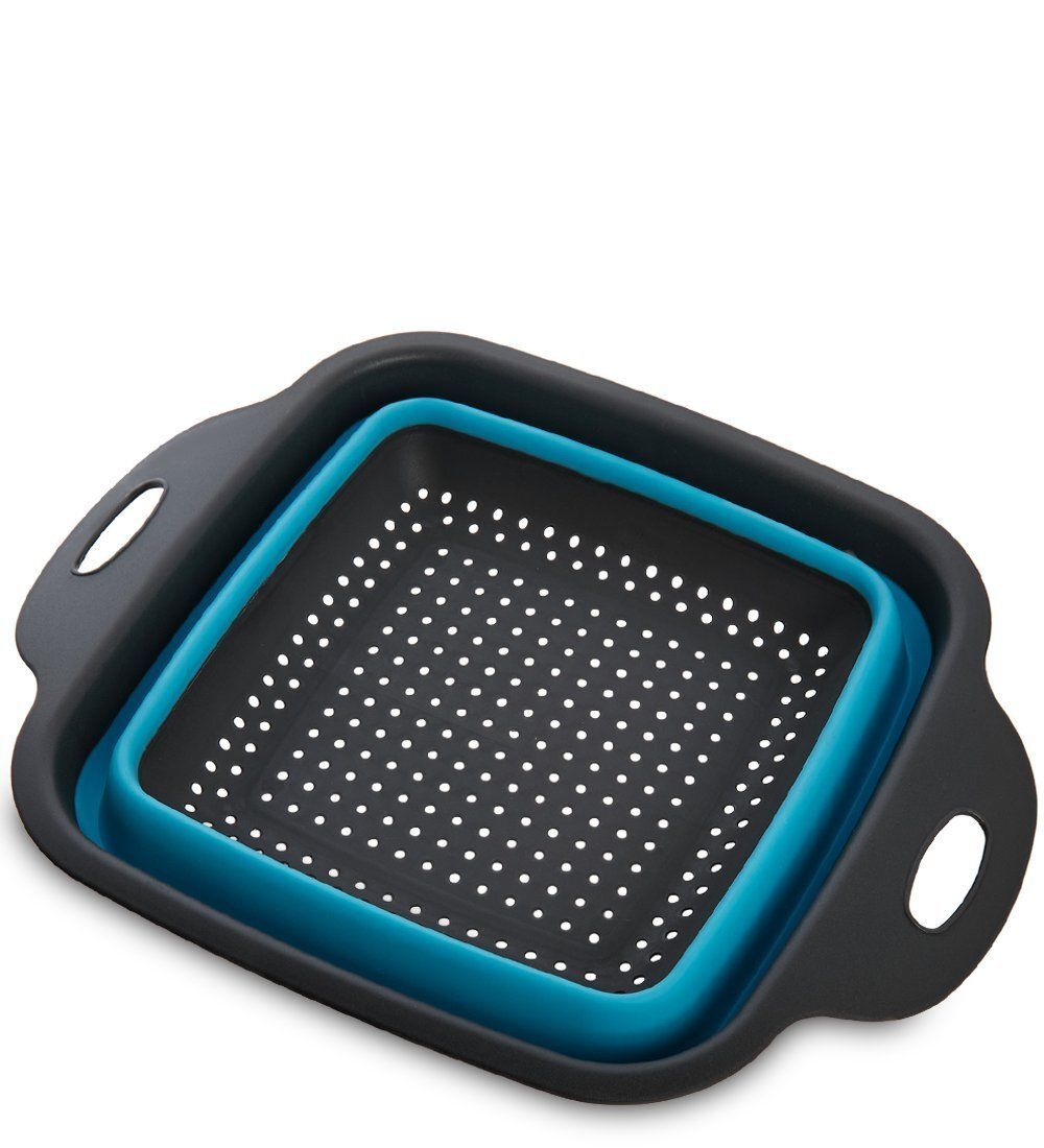 ЯЛ-06-28/3 Дуршлаг складной квадратный средний голубой