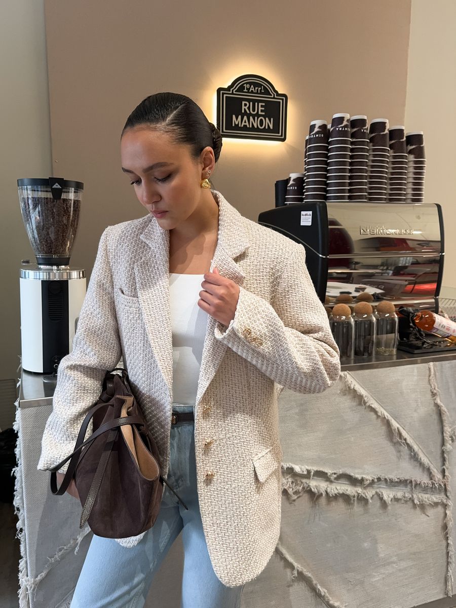 Жакет из твида однобортный пастельные оттенки