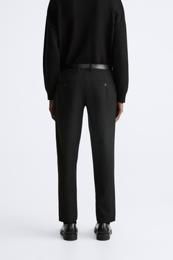 ZARA БРЮКИ КОМФОРТНОЙ ПОСАДКИ ИЗ РЕЛЬЕФНОЙ ТКАНИ, ЧЕРНЫЙ