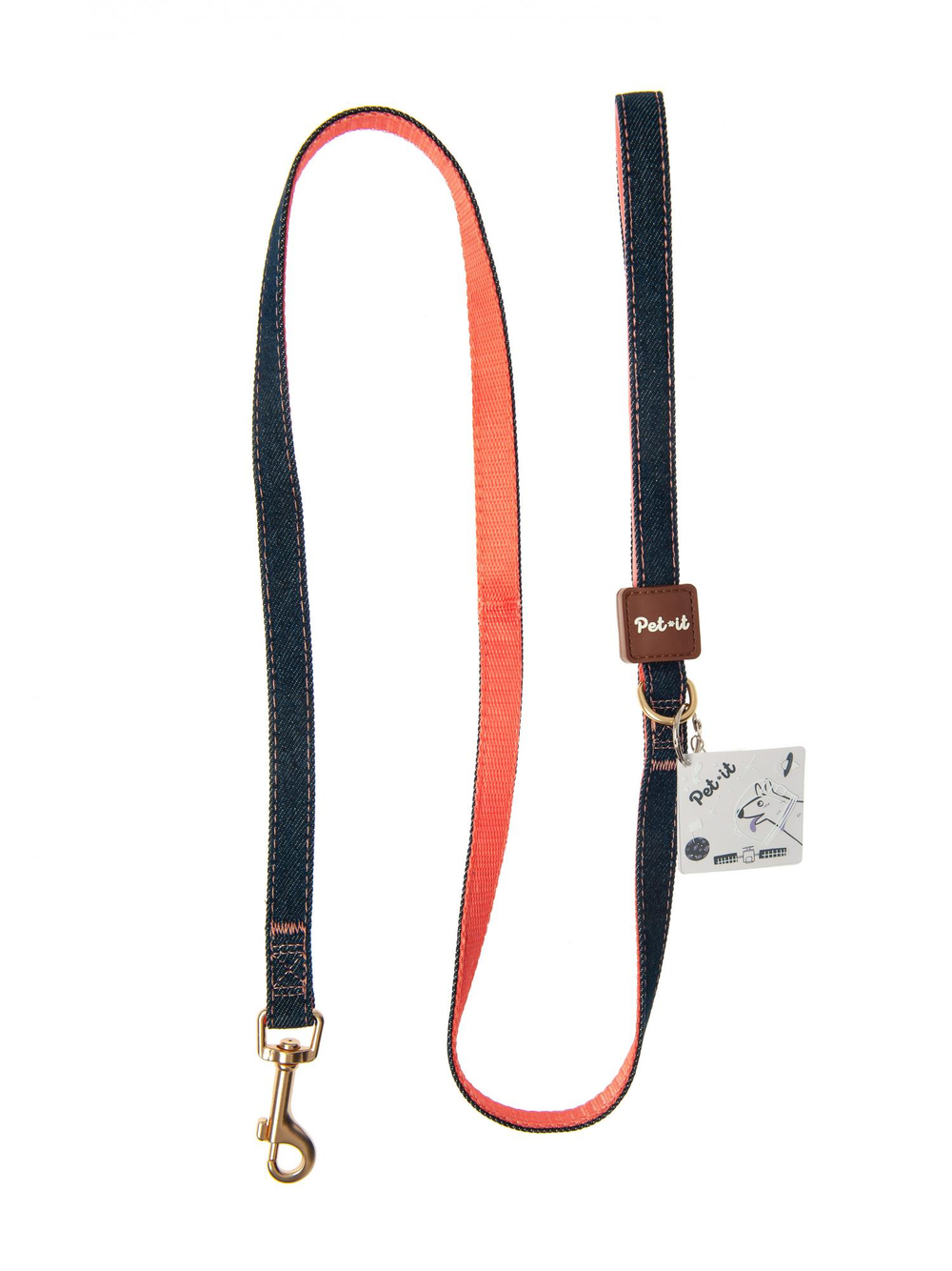 PET-IT JEANS Поводок S 1,6*120см, персиковый