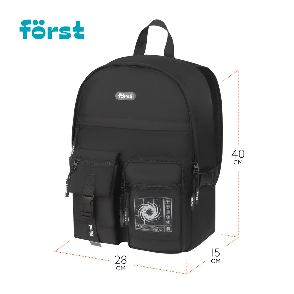 Рюкзак Först F-Teens "Minimal" 40*28*15см, 1 отделение, 7 карманов, уплотненная спинка