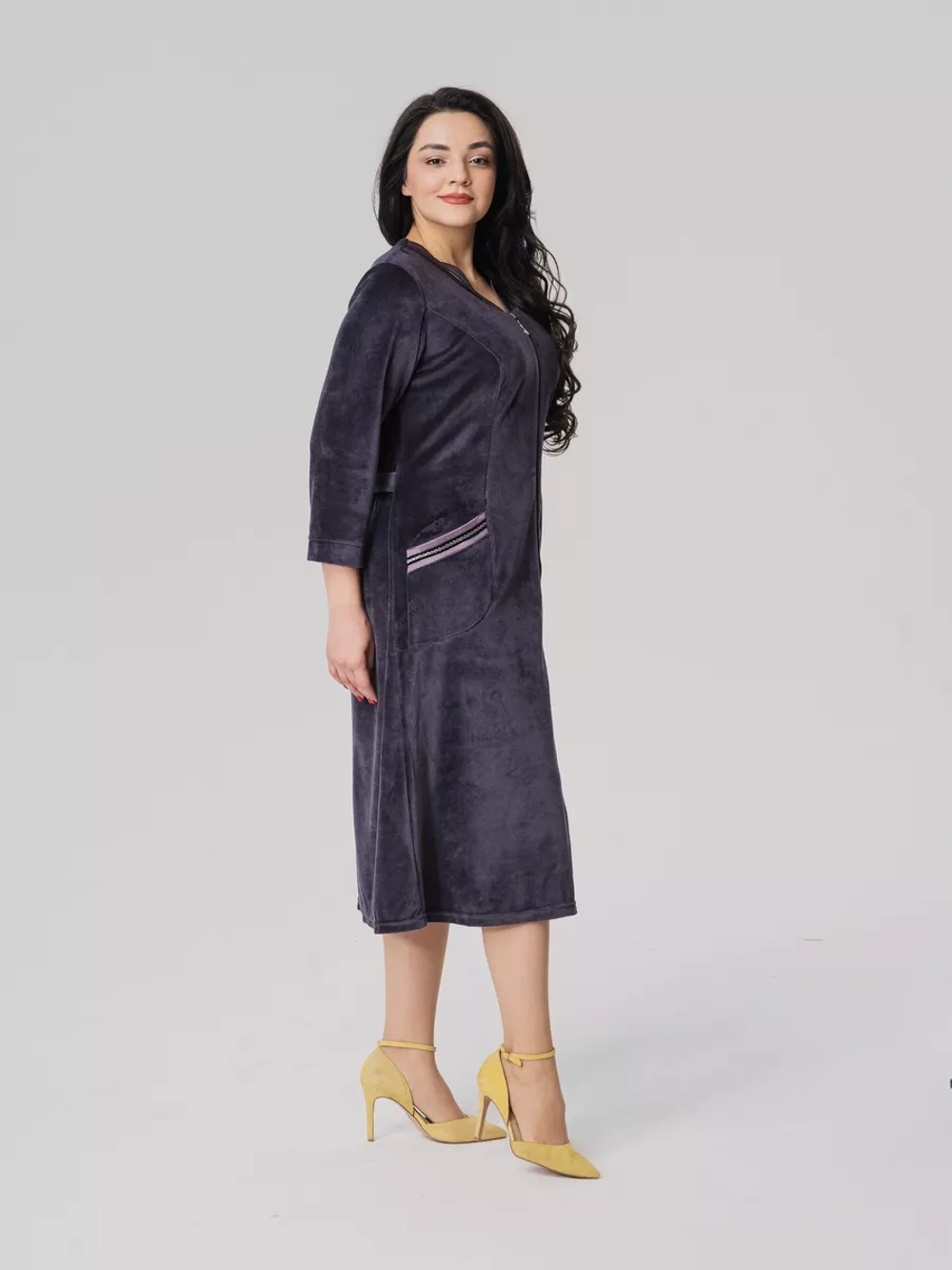 Халат велюровый длинный.Турция большие размеры