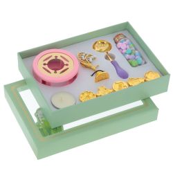 GAEM Набор для сургучной печати: ложка, печь/ плавл, воск, свеча, печать, 5 штампов, ассорт, L21 W15 H4