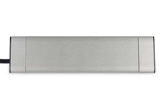 Блок розеток с откидной крышкой (3 розетки, USB-A, USB-C) G4103Q-2AC.N Серебро/Черный 260*66*11