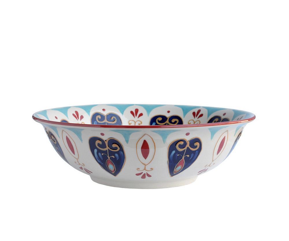 Раковина-чаша Bronze de Luxe Козетта в Голубом на столешницу с декором 420х420х130