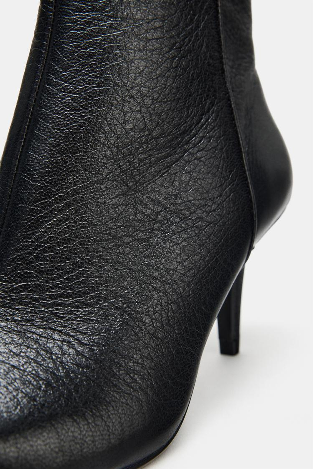 ZARA КОЖАНЫЕ БОТИЛЬОНЫ НА КАБЛУКЕ, ЧЕРНЫЙ