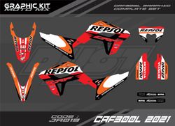 Graphic set, Sticker kit, for Honda CRF300L (LED headlight) 2021-Up