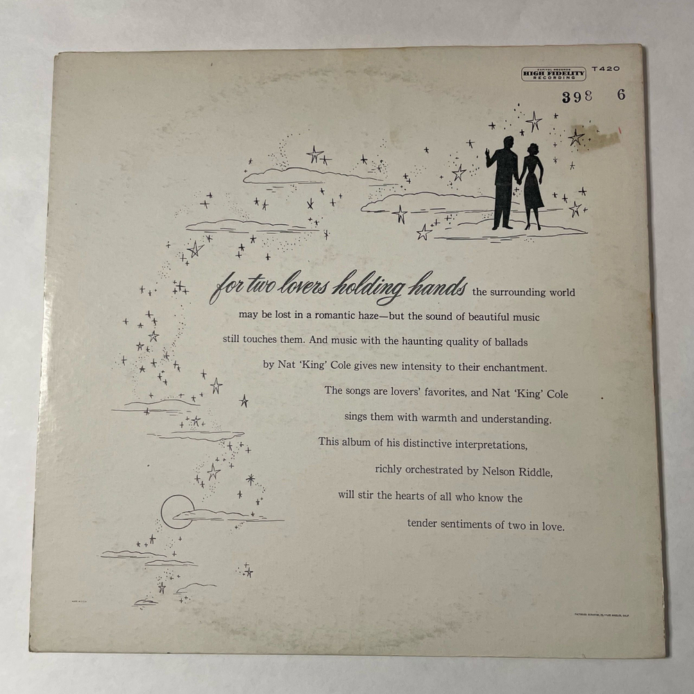 Винтажная виниловая пластинка LP Nat King Cole, Nat King Cole Sings For Two In Love (США 1957)