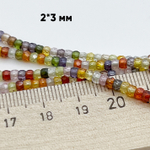 Фианит, рондель с огранкой, цвет микс, размер около 3,1*2,3 мм, цена за нить 38 см (около 165 шт)