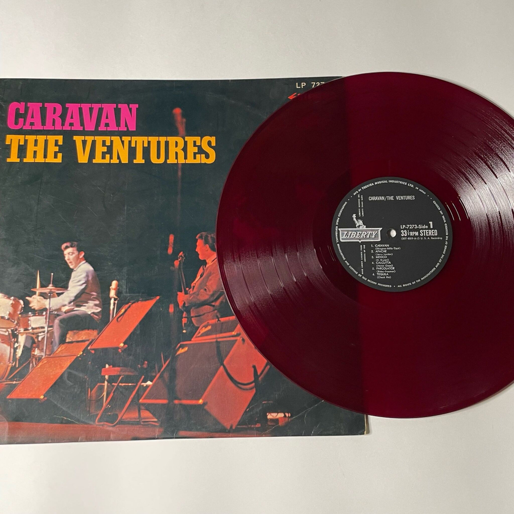 Винтажная виниловая пластинка LP The Ventures Caravan (Japan 1965) (No Obi) (Red Wax Vinyl)