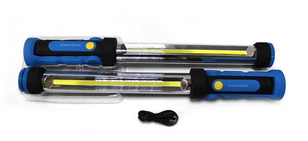 Лампа светодиодная аккумуляторная сборная (2х10W COB LED,2 магнита,2крючока,180гр.,1000Lm,2000mAh,USB провод,время раб.2ч,время заряд.4ч) RockForce##Rock FORCE RF-L03