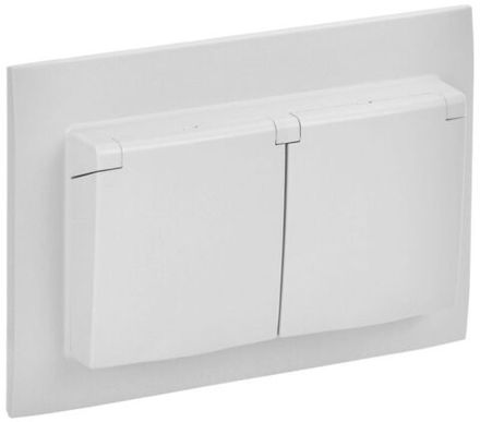 Розетка 2-м SKANDY 16А IP44 с крышкой в сборе SK-R12W арктич. бел. IEK SK-R26-16-44-K01-F