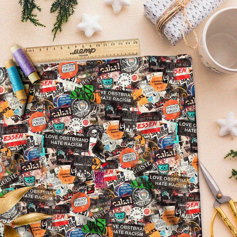 Ткань шелк Армани митингующие лозунги