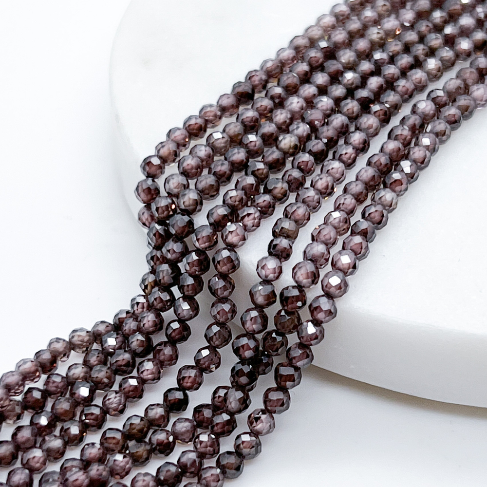 Фианит (кубический цирконий), цвет капучино, размер 3 мм, цена за нить около 130 шт (38 см)