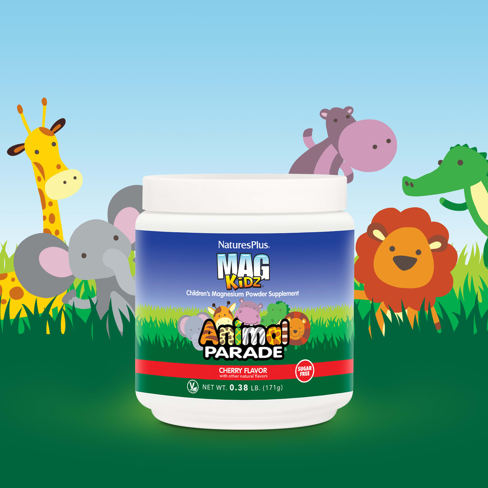 NaturesPlus, Mag Kidz®, Animal Parade®, для детей, добавка с магнием в виде порошка, вишня, 171 г (0,38 фунта)