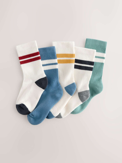 Носки хлопковые для мальчика Next AL5-800, 5 шт., Белый, Голубой, Мятный
